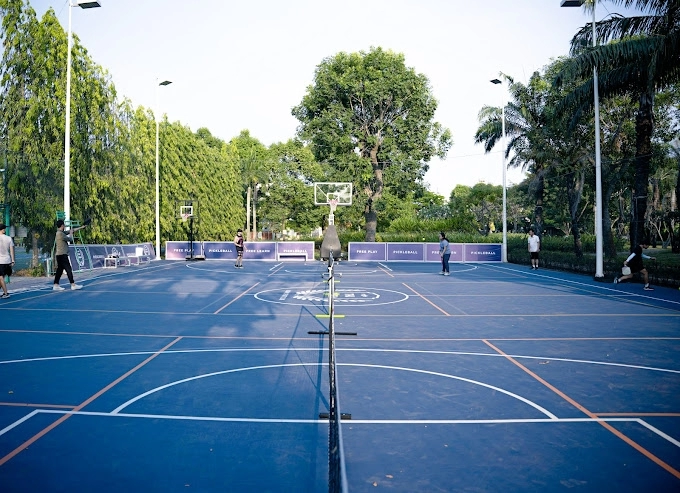 Indoor courts at Hyprground in Petaling Jaya featuring VIP lounges and view of playing area within the converted warehouse space.